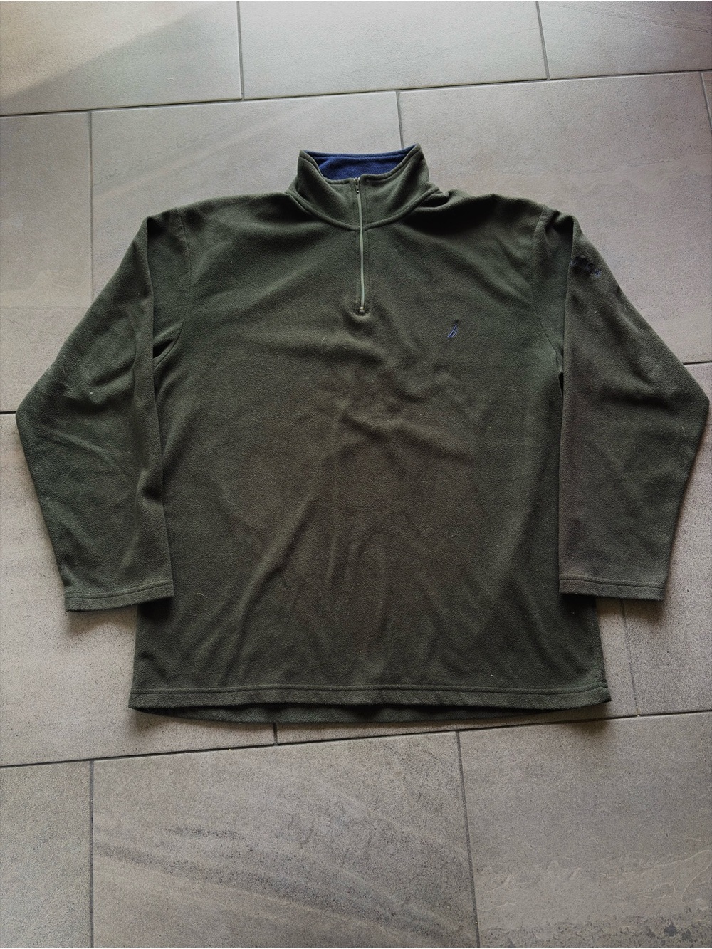 Nautica Quarter Zip Fleece Pullover Men’s L Olive Green Embroidered Logo